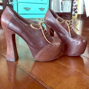 Jeffrey Campbell Oxford Brogue Heels Brown -Sz 6